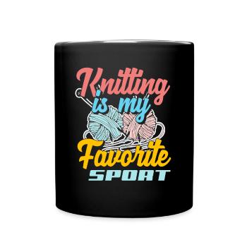 Stricken Lieblingssport Hobby Geschenkidee - Tasse einfarbig - Schwarz - Vorne