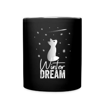 Winter Dream Ein Süßer Schneefuchs Beobachtet - Tasse einfarbig - Schwarz - Vorne