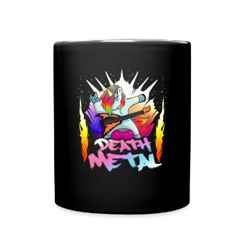 Death metal unicorn stage with rainbow fireworks - Full Colour Mug - black - Front