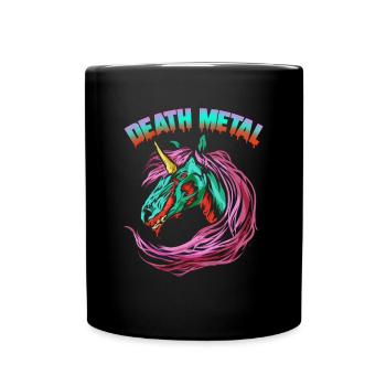 Death Metal Unicorn Zombie Style Rainbow Design - Full Colour Mug - black - Front