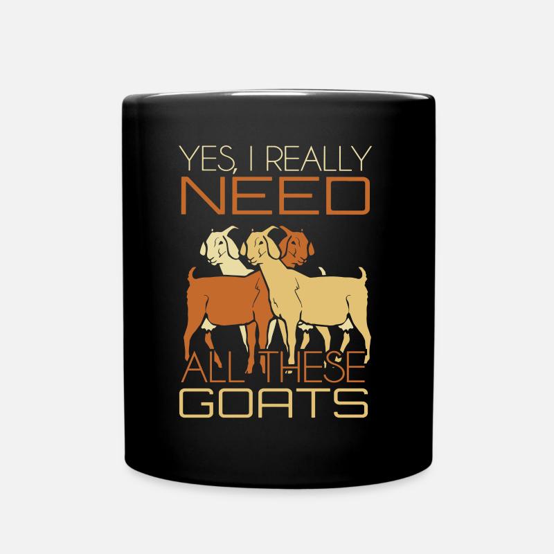 Goats goat lovers kid farm farm barn - Full Colour Mug - black