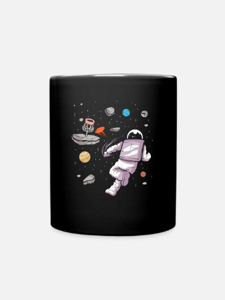 Disc Golf Astronaut im Weltall Disk Golfer Design - Tasse einfarbig - Schwarz