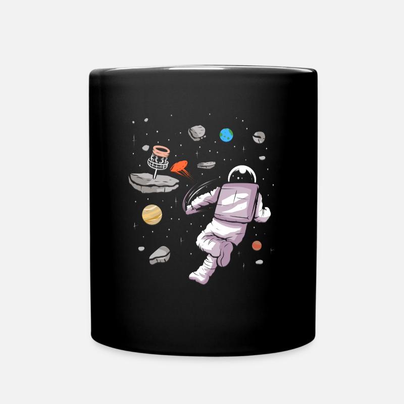 Disc Golf Astronaut im Weltall Disk Golfer Design - Tasse einfarbig - Schwarz
