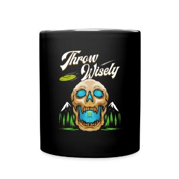 Jeter avec sagesse - Cadeau de conception de crâne de disque de golf - Mug uni - noir - Devant