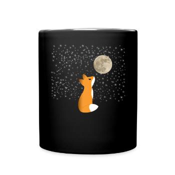 Fuchs Mond Winter Natur Nacht Süß Niedlich Geschen - Tasse einfarbig - Schwarz - Vorne