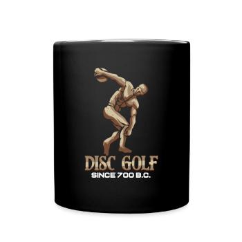 Disc Golf Since 700 BC - Old Statue Gift - Full Colour Mug - black - Front