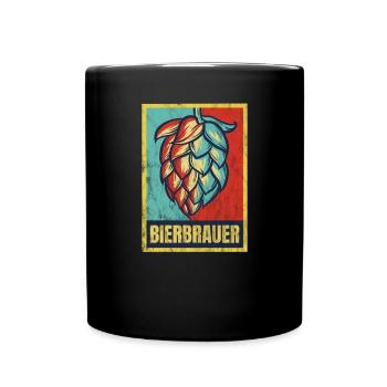 Bier-Brauer - Hopfen - Tasse einfarbig - Schwarz - Vorne