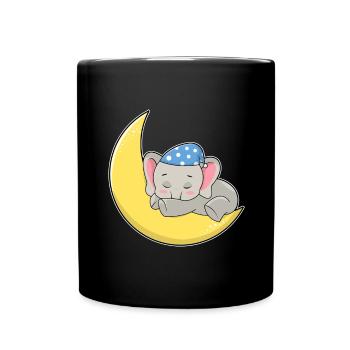 Lune éléphant - Mug uni - noir - Devant