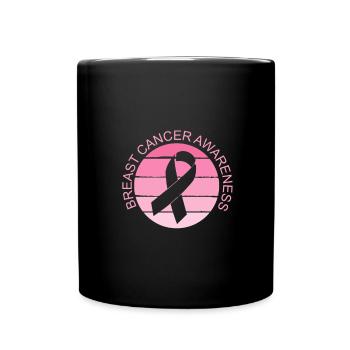 Pink ribbon for breast cancer awareness - Full Colour Mug - black - Front