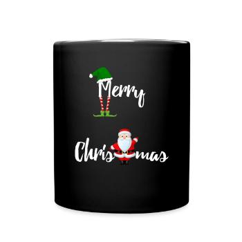 Joyeux Noël avec le Père Noël et l’Elf - Mug uni - noir - Devant