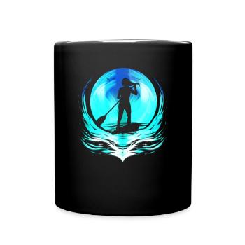 Illustration rétro de stand up paddle - conception de SUP - Mug uni - noir - Devant