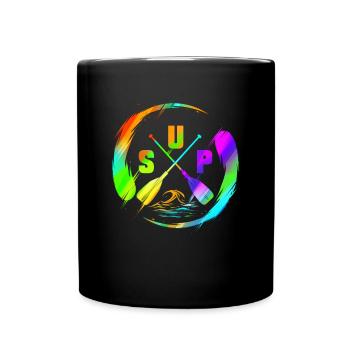 SUP - Stand Up Paddle Design aquatique coloré - Mug uni - noir - Devant