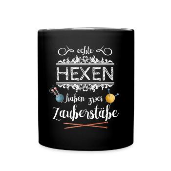 Humorvoller Wolle Spruch für Großmütter Geschenk - Tasse einfarbig - Schwarz - Vorne