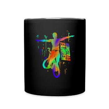 Kunstradfahrer - Farbenfrohes Radfahrer Geschenk - Tasse einfarbig - Schwarz - Vorne
