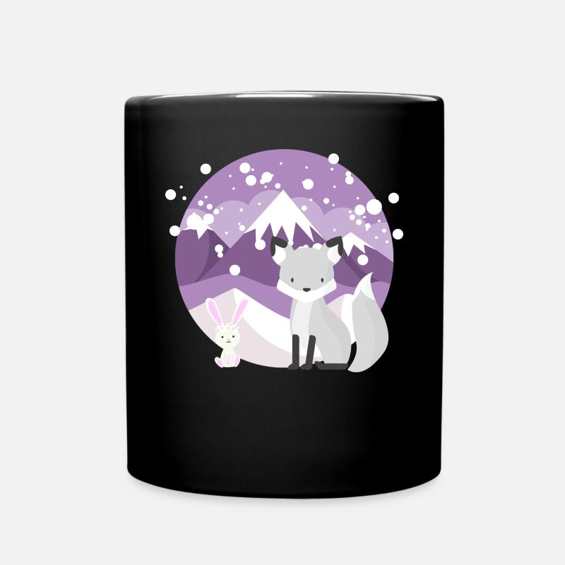 A Fox And A Little Rabbit With Mountains In The - Full Colour Mug - black