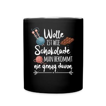 Humorvoller Wolle Spruch für Näherinnen Geschenk - Tasse einfarbig - Schwarz - Vorne