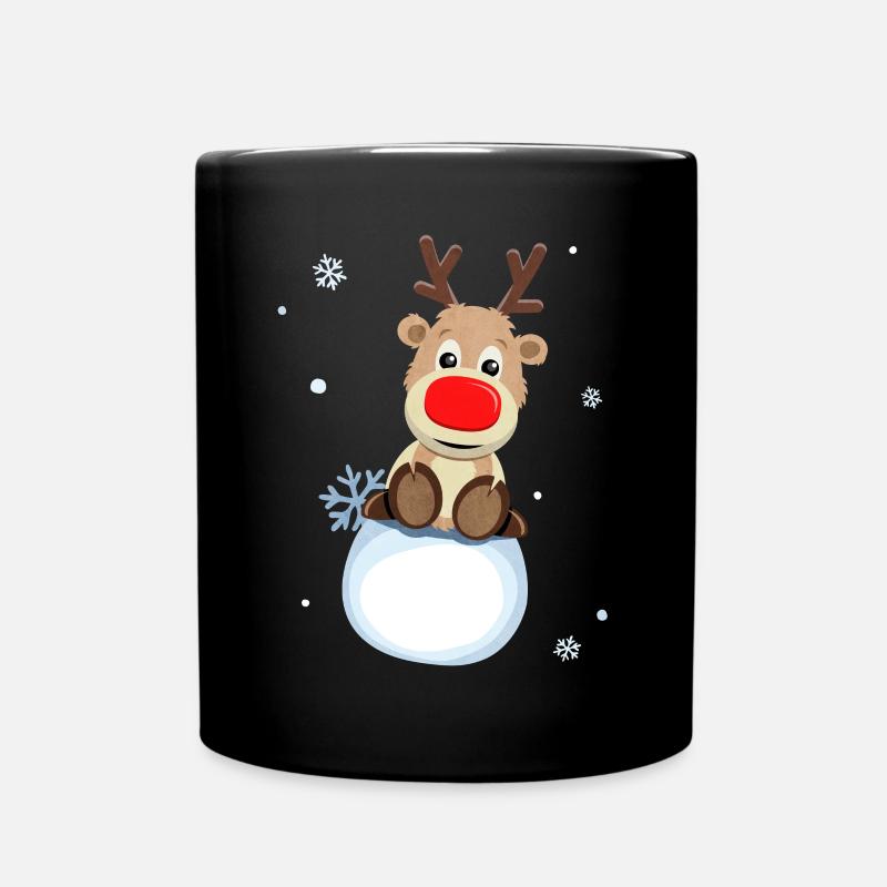 Joyeux Noël Rennes flocons de neige Rudolph - Mug uni - noir