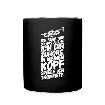 Trompete Trompeten Trompeter Kopf - Tasse einfarbig - Schwarz - Vorne