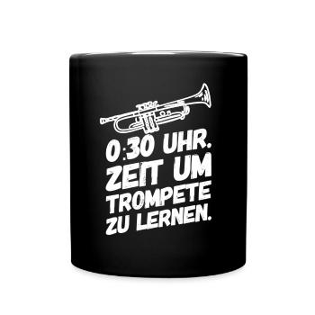 Trompete Trompeten Trompeter Zeit - Tasse einfarbig - Schwarz - Vorne