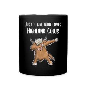 Dabbing Cow Scottish Highland Beef Gift - Full Colour Mug - black - Front