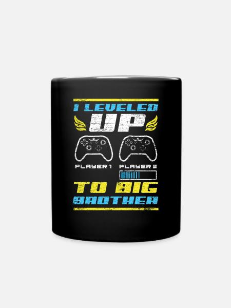 Gamer Gaming I leveled up to be a big brother - Full Colour Mug - black