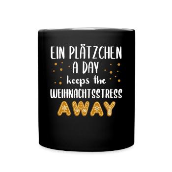 Plätzchen Spruch Lustig Weihnachten Geschenk - Tasse einfarbig - Schwarz - Vorne