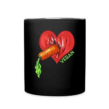 Vegan Heart Carrot Vagina - Vegan Gift - Full Colour Mug - black - Front
