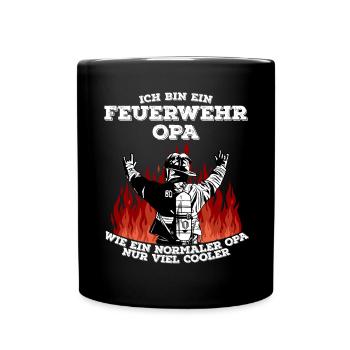 Feuerwehr Opa - Cooler Opa Feuerwehrmann - Tasse einfarbig - Schwarz - Vorne