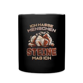 Ich Hasse Menschen Steine mag ich - Geologie - Tasse einfarbig - Schwarz - Vorne