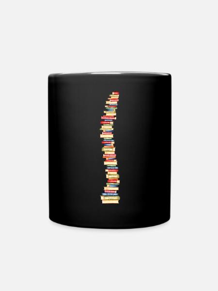 Bücher Wirbelsäule Rückgrat Leseratte Bücherwurm - Tasse einfarbig - Schwarz