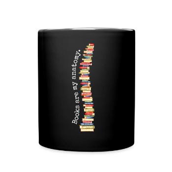 Books Books Are My Anatomy Spine Bookworm - Full Colour Mug - black - Front