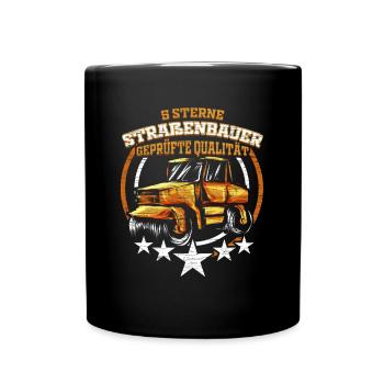 Straßenbauer Straßenbau Bauarbeiter - 5 Sterne - Tasse einfarbig - Schwarz - Vorne