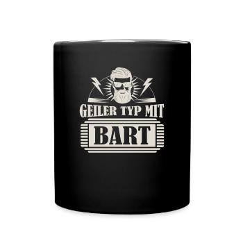 Geiler Typ mit Bart Geschenk - Tasse einfarbig - Schwarz - Vorne
