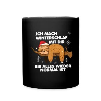 Faultier Winterschlaf Nachthemd Schlafshirt - Tasse einfarbig - Schwarz - Vorne