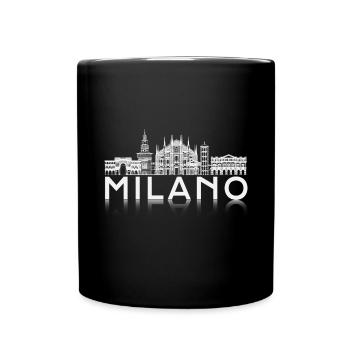Milano Skyline Silhouette Reflektion - Tasse einfarbig - Schwarz - Vorne
