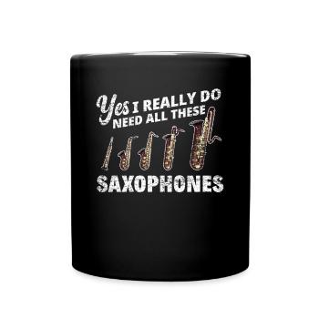 Saxophon Musikinstrument Musiker Geschenk - Tasse einfarbig - Schwarz - Vorne