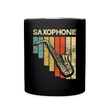 Saxophon Retro - Tasse einfarbig - Schwarz - Vorne