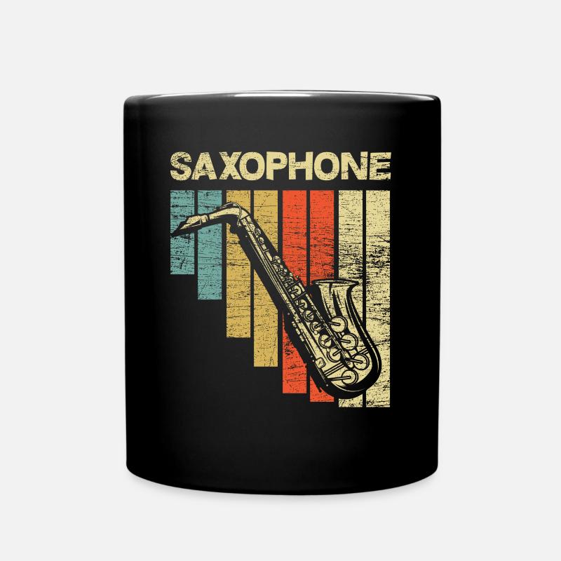 Saxophone retro - Full Colour Mug - black