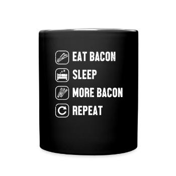 Anti Vegetarian Eat Sleep Bacon Repeat Bacon - Full Colour Mug - black - Front