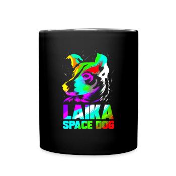 Laika Space Dog Soviet Union Russia Space Travel - Full Colour Mug - black - Front