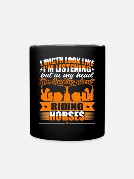 Je pense à l'équitation - Mug uni - noir