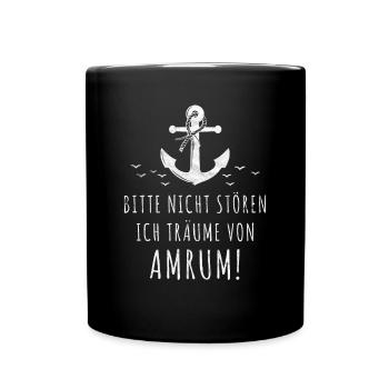 Amrum - Nordseeinsel Nordsee Urlauber Spruch - Tasse einfarbig - Schwarz - Vorne