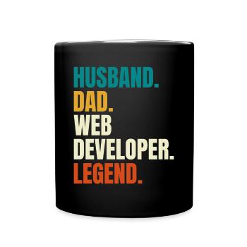 Husband Dad Web Developer Legend Retro - Tasse einfarbig - Schwarz - Vorne
