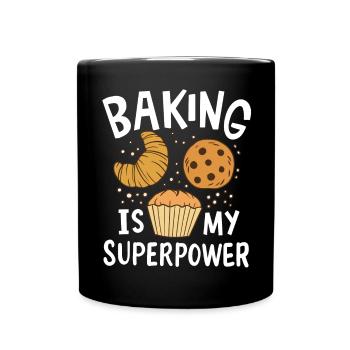 Backen Bäcker - Tasse einfarbig - Schwarz - Vorne
