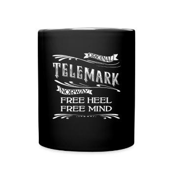 Telemark Retro Vintage Free Heel Ski Telemarking - Full Colour Mug - black - Front