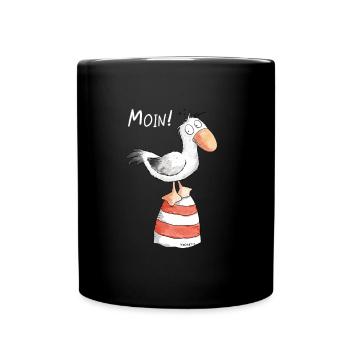 Moin Möwe I Nordsee Urlaub Geschenk - Tasse einfarbig - Schwarz - Vorne