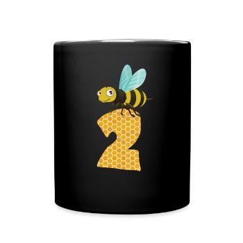 Honey Bee Number Two 2nd Birthday - Full Colour Mug - black - Front