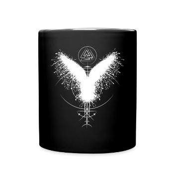 Odin Rabe Hugin Munin Wotansknoten Valknut - Tasse einfarbig - Schwarz - Vorne