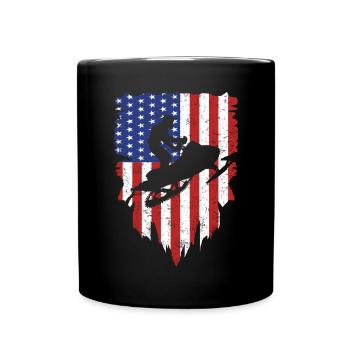 Vintage Snowmobile USA Flag Hoodie Snow Biker Gift - Mug uni - noir - Devant
