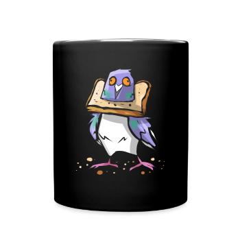 Colombe drôle avec du pain - oiseau chuchoteur colombes - Mug uni - noir - Devant